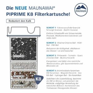 Wasserfilter Maunawai Wasserspender K8 PiPrime Quelle das Ersatzfilter Kartusche Set mit Keramikfilter FLACH als Refresh Paket