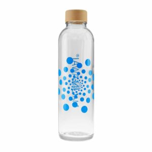 Maunawai Trinkflasche Carry Glasflasche blau mit 700 ml mit Schutzhülle Farbe blau