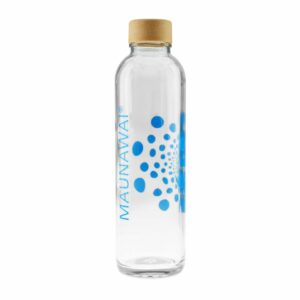 Maunawai Trinkflasche Carry Glasflasche blau mit 700 ml mit Schutzhülle Farbe sand